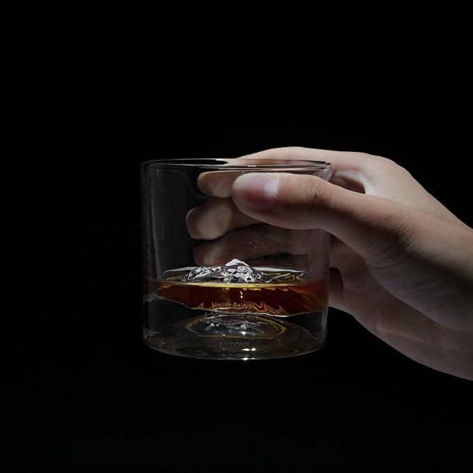 Mount Rainier Heavy Crystal Whiskey Glasses Gift Set of 2, Thick Freezable Bourbon Glass 1lb Each