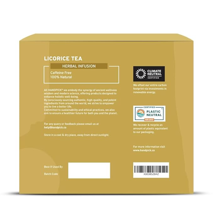 HANDPICK, Licorice Root Tea Bags (50 Count, 2g/tea bag) Licorice Tea | Non-GMO, Caffeine Free |