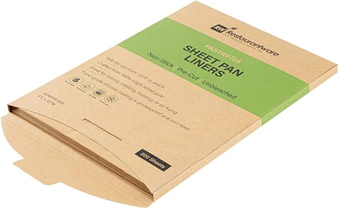 Restaurantware Pastry Tek 9 x 12 Inch Parchment Paper Sheets 200 Greaseproof Baking Sheets For Oven - Pre-Cut Double-Sided Silicone Coating Unbleached Paper Nonstick Baking Sheets Quarter-Size
