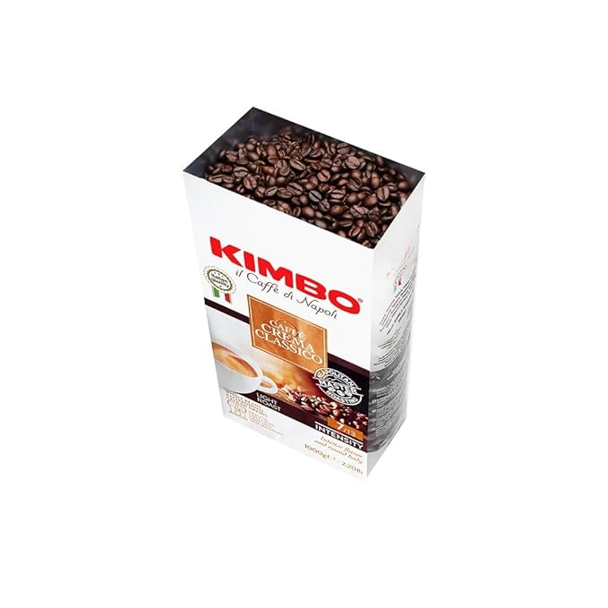 Kimbo Caffe Crema Classico Whole Bean Coffee | Blended and Roasted in Italy | Light Roast | 7/13