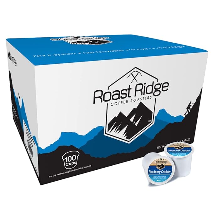 Roast Ridge Single Serve Coffee Pods for Keurig K-Cup Brewers, Blueberry Cobbler, Medium Roast, 100