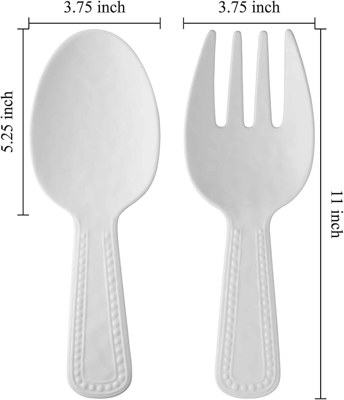 UPware Pebble Melamine Salad Servers, Serving Utensil Set, Includes Serving Fork and Spoon for
