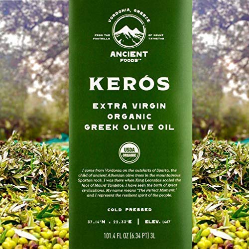 Ancient Foods Keros Greek Organic Extra Virgin Olive Oil ??Cold Pressed Olive Oil from Greece, High