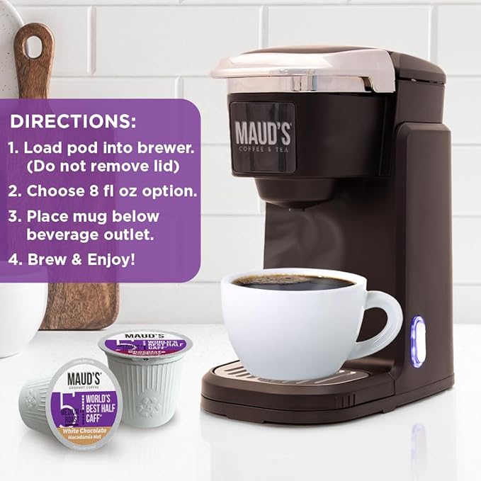 Maud's Half Caff Coffee Pods Variety Pack, 48 ct, 6 Assorted Flavors, Medium Roast Coffee in