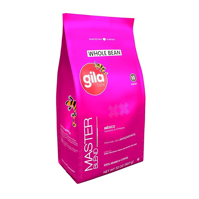 gila café Whole Beans Coffee Medium Roast Master Blend 32oz (1-Pack) - 100% Mexican Arabica Roasted