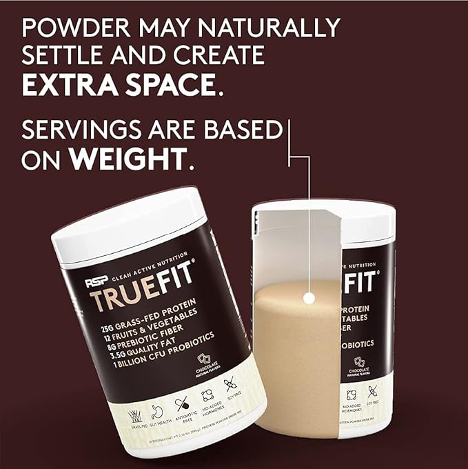 TrueFit Gut Healthy Protein Powder, Grass-Fed Whey Meal Replacement Shake with Prebiotics