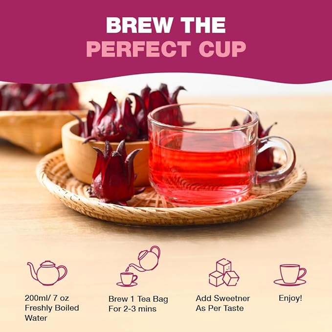 HANDPICK, Organic Hibiscus Tea Bags (100 Tea Bags) | Caffeine-Free, 100% Natural Pure Indian