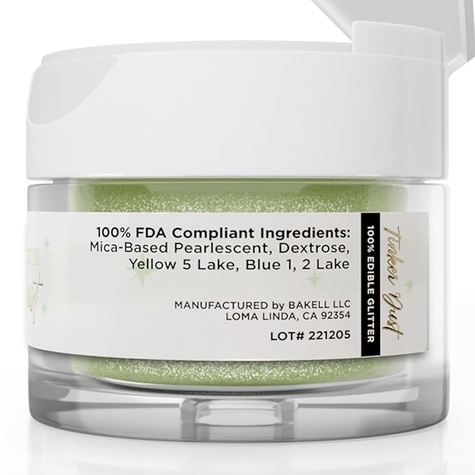 Bakell - Soft Green Tinker Dust (5g, 1x Jar) Edible Glitter for Food, Desserts, and Beverages!