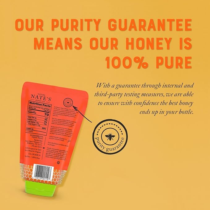 Nature Nate's 100% Pure USDA Organic Raw & Unfiltered Honey, 14 oz. No-Drip Sustainable Squeeze