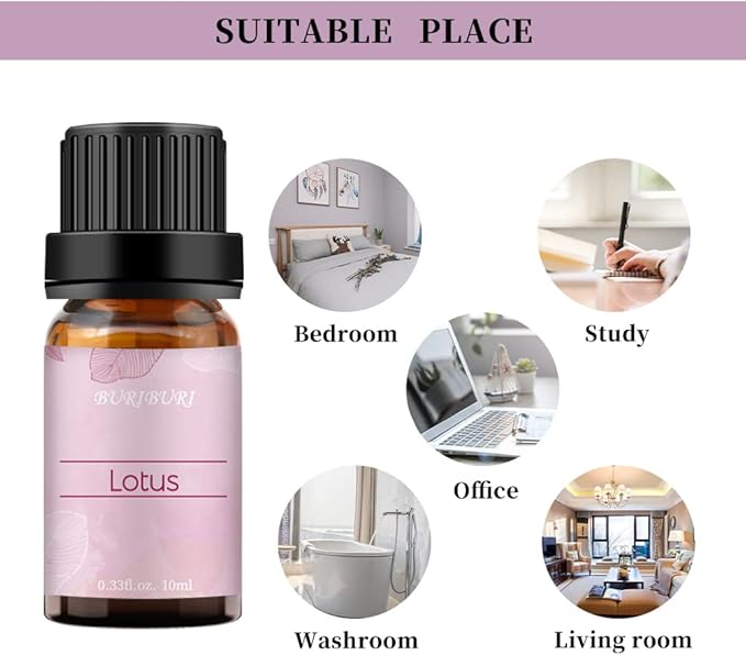 BURIBURI Lotus Essential Oil 100% Pure, Undiluted, Natural, Organic Aromatherapy Lotus Oils 10ML