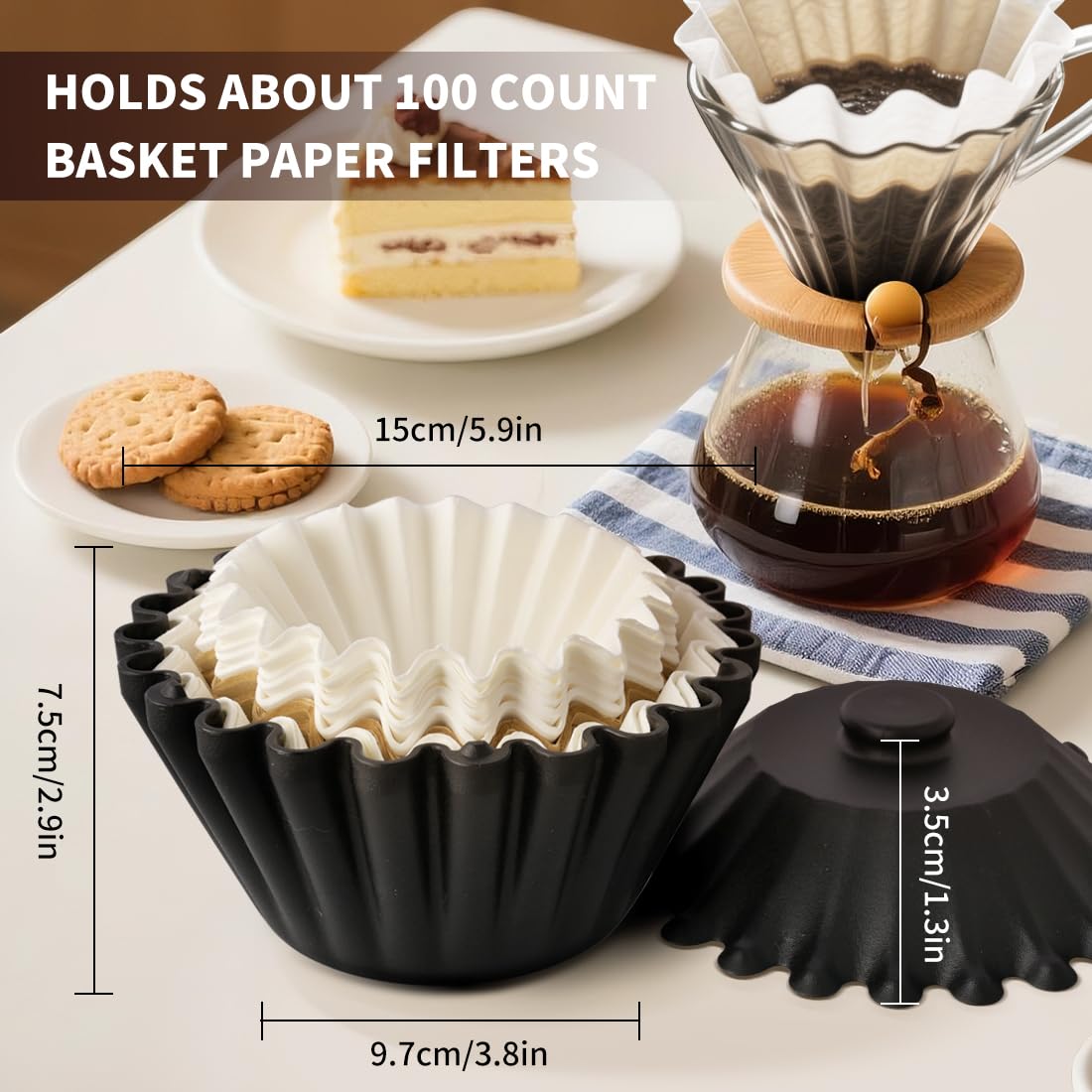 Basket Coffee Filter Holder Storage-Container - Coffee Bar Counter Accessories Decor Pour Over