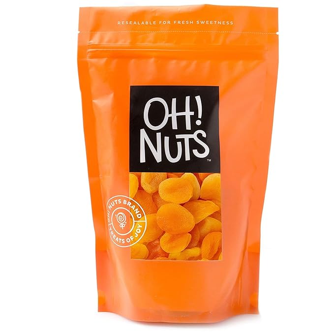 Oh! Nuts Dried Apricots Turkish - 1 lb - Dried Fruit - No Sugar Added - Dehydrated Fruit Bites