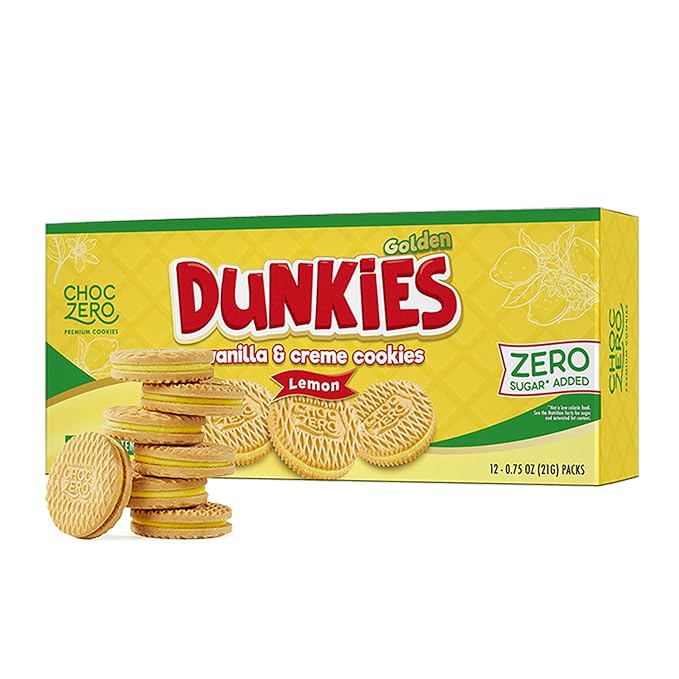 ChocZero Lemon Dunkies ??Sugar Free Lemon Sandwich Cookies, Keto Friendly, Gluten Free, High Fiber