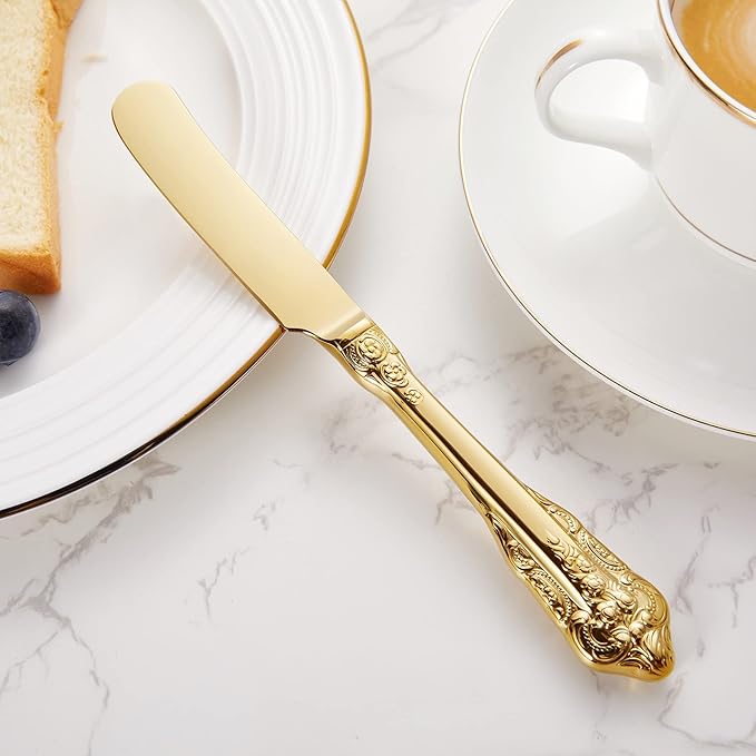 KEAWELL Gorgeous 6.9" Butter Spreader, 18/10 Stainless Steel, Set of 4, Gold Butter Knife