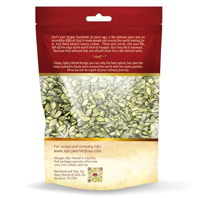 Raw Pumpkin Seeds 2 LB Bag - Shelled, AAA Grade, Unsalted, Dry, Vegan, Bulk Bag by Spicy World