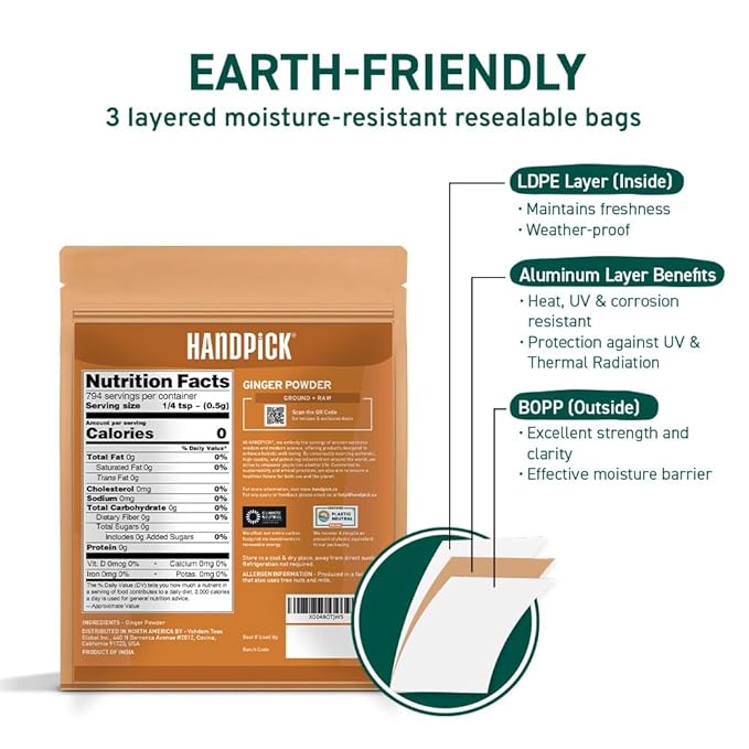 HANDPICK Ginger Powder (14oz/397g) No Additives, No Preservatives, No Fillers | Ginger Root Powder