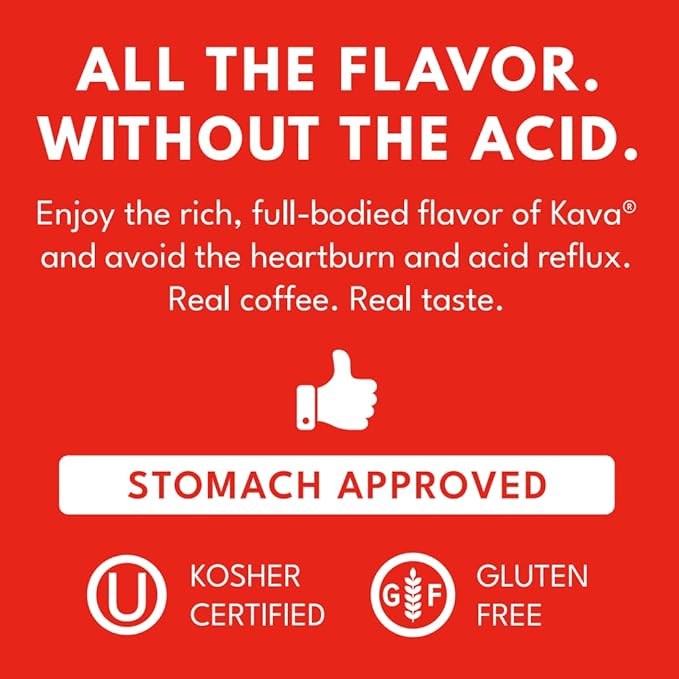 Kava Decaf Acid Reduced Instant Coffee, 4 Ounce Jar (Pack of 12)