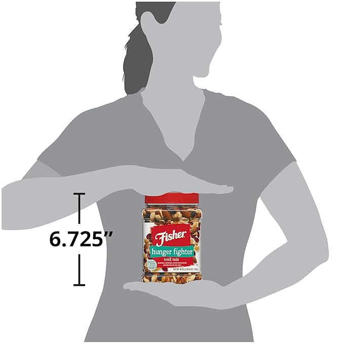 Fisher Snack Hunger Fighter Bulk Trail Mix, 38 oz (Pack of 1), Peanuts, Almonds, Dried Sweetened