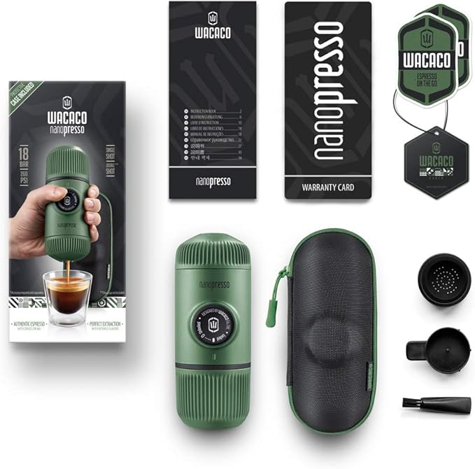 WACACO Nanopresso Portable Espresso Maker Bundled with Protective Case, Upgrade Version of
