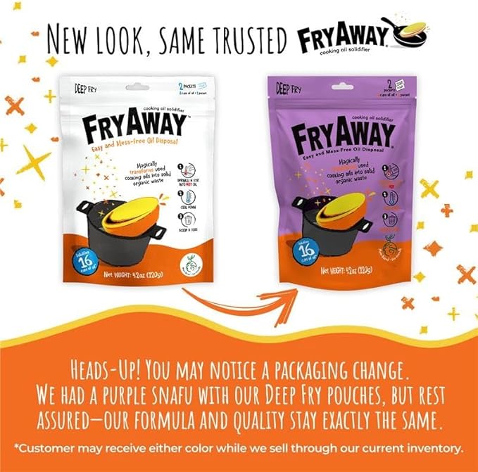 FryAway Cooking Oil Solidifier, Vegetable/Canola Oil Hardener for Easy Disposal, Natural Oils