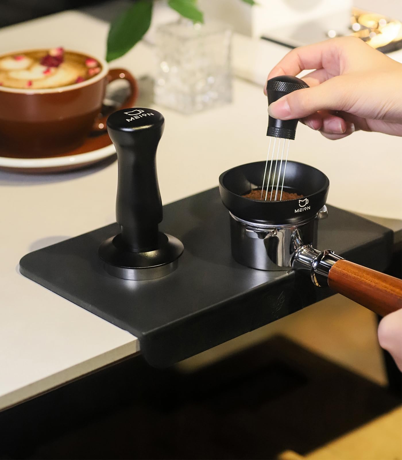 MEION Espresso Tamping mat, Coffee Espresso Tamper Mat, Food Grade Silicone Tamp Mat, Tamper Mat