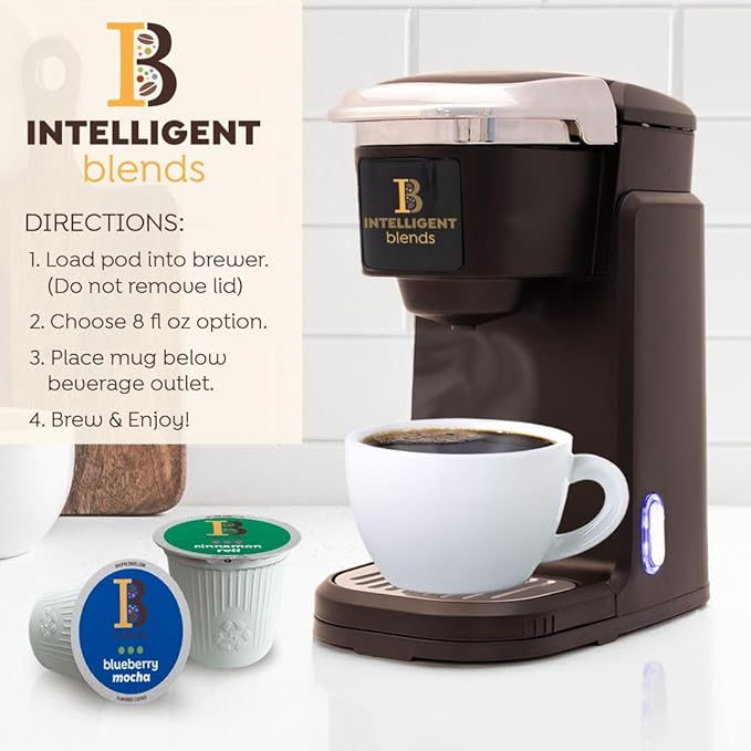 Intelligent Blends Flavored Coffee Pods Variety Pack, 80 ct, 6 Assorted Flavors, Recyclable Single