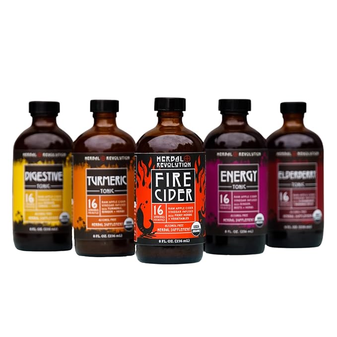 Herbal Revolution Fire Cider Apple Cider Vinegar - Certified Organic Non-GMO ACV Infused with