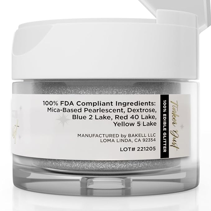 Bakell - Silver Tinker Dust (5g, 1x Jar) Edible Glitter for Food, Desserts, and Beverages!