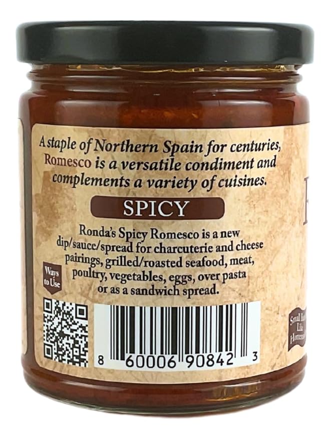 Spicy Romesco Dip, Spread, Sauce - Small-Batch with Almonds, Olive Oil, Red Peppers ??Red Sauce for