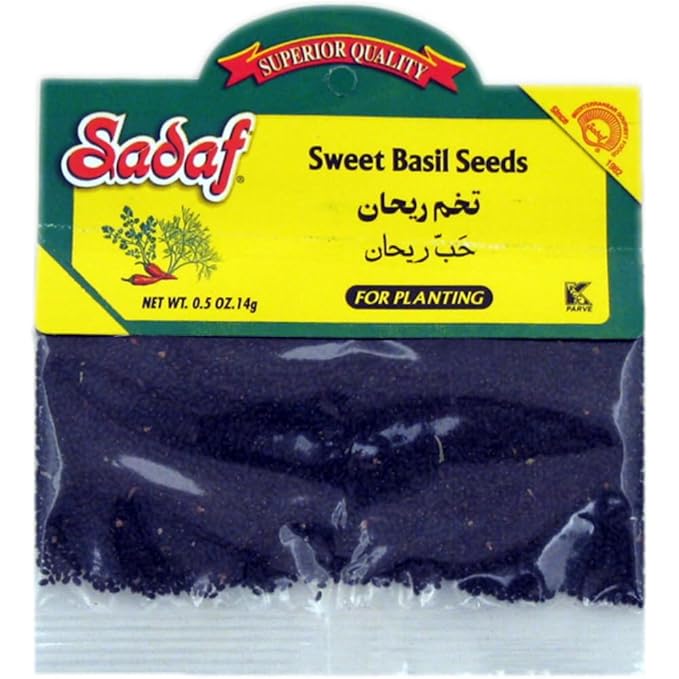 Sadaf Sweet Basil Seeds - Tokhm-e-Reyhan - Sweet Basil Seeds for Planting - Semillas de Albahaca
