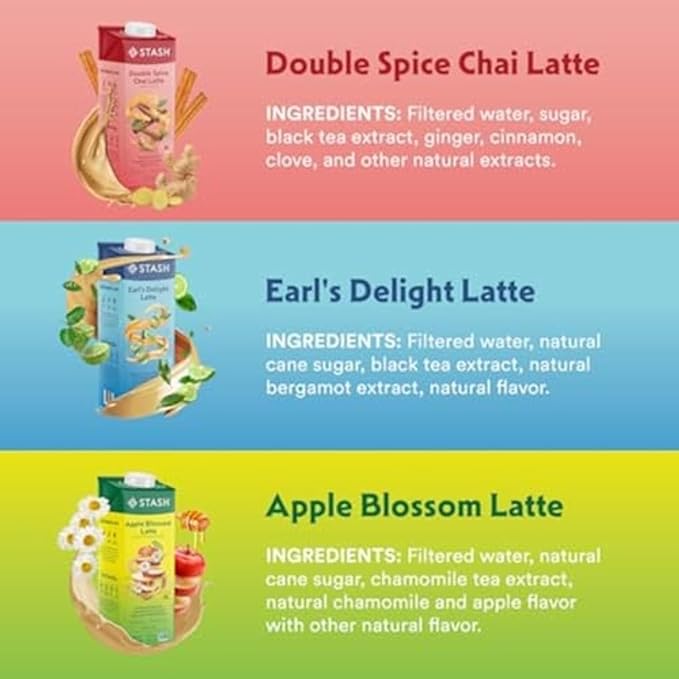 STASH Apple Blossom Latte Concentrate - Barista Style Caffeinated Latte Tea Beverage - Crafted in