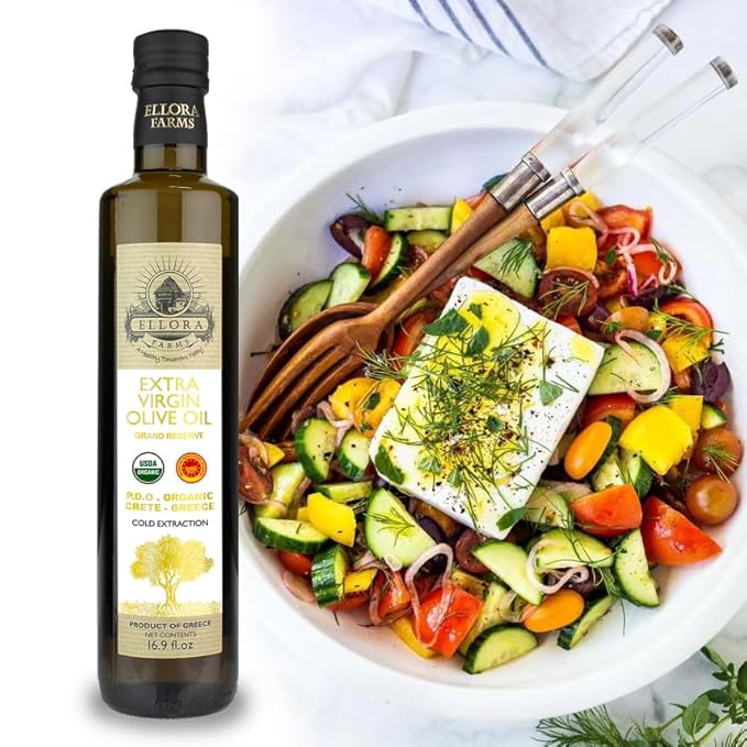 Ellora Farms, Organic Greek Extra Virgin Olive Oil, Single Estate PDO Messara, High Polyphenol