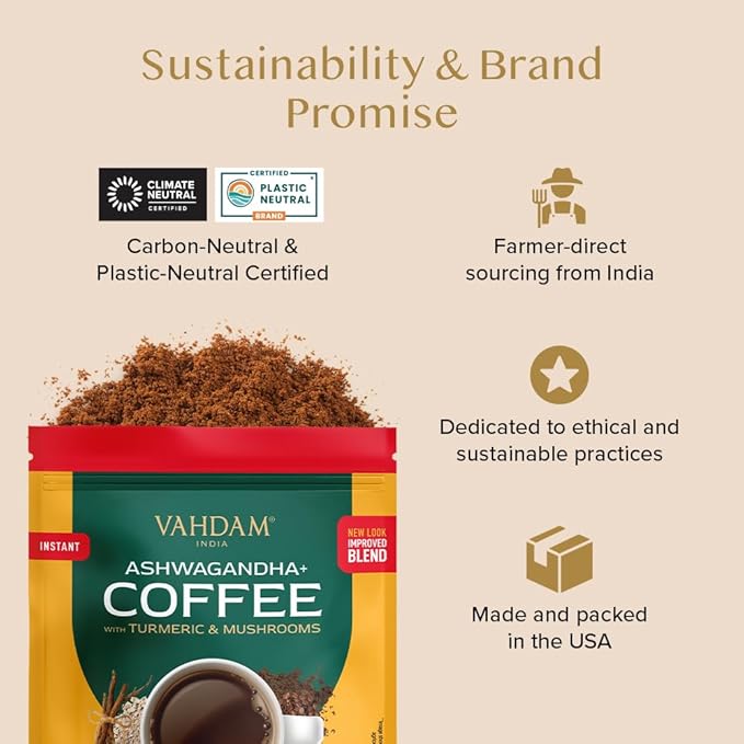 VAHDAM Ashwagandha Coffee with Turmeric, Lion?™s Mane & Chaga Mushroom | Clinically Proven KSM 66
