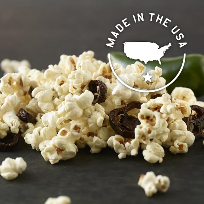 Fire Corn Popcorn Pack of 6 Real Jalapeno Popcorn with White Cheddar Flavor Gluten Free, Spicy