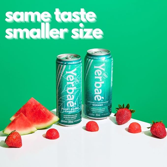 Yerbaé Energy Beverage, Watermelon Strawberry, 120mg Caffeine. No Sugar/Calories/Carbs, Energized