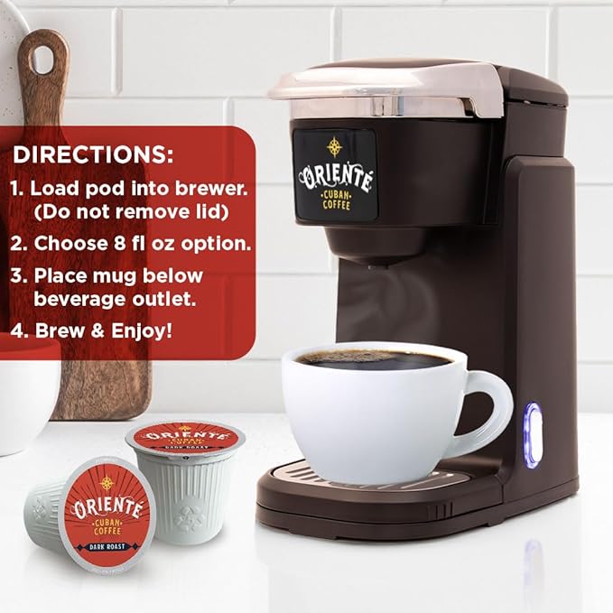 Oriente Dark Roast Coffee Pods, 18 ct, Cuban Inspired Coffee in Recyclable Single Serve Pods - 100%