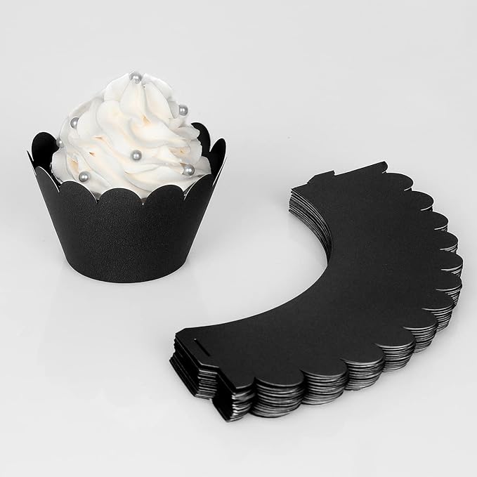 KPOSIYA Set of 100 Artistic Bake Cake Cups Filigree Little Vine Lace Laser Cut Cupcake Wrapper