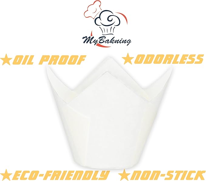 Jumbo Extra Large size White Tulip Baking Cups 2-1/4"(Base diameter) x 3-3/4"(Wall height)