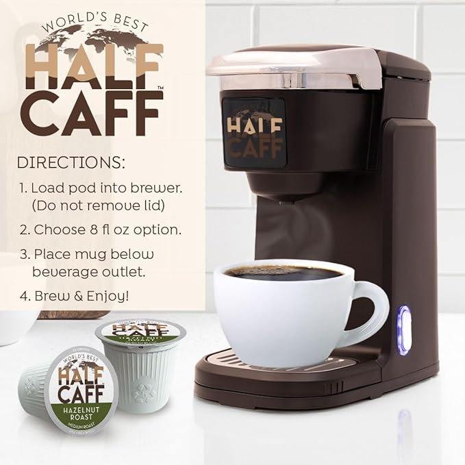 World's Best Half Caff Hazelnut Coffee Pods, 18 ct, Medium Roast Flavored Coffee in Recyclable