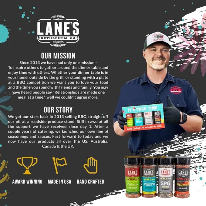 Lane's It's Taco Time Mexican Seasoning, All-Natural 4 Rubs Gift Set of Fiesta Taco Seasoning Mix