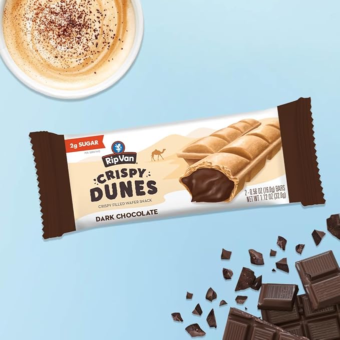 Crispy Dunes Vegan Dark Chocolate Wafer Sticks ??Low-Calorie Snack with Dark Chocolate Cream