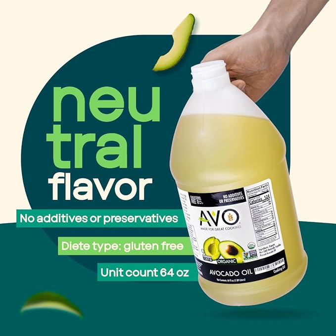 AVO ORGANIC AVOCADO Oil Frying, Baking, Non-stick Saut챕ing, Salads, Vinaigrette, Marinades, Pan