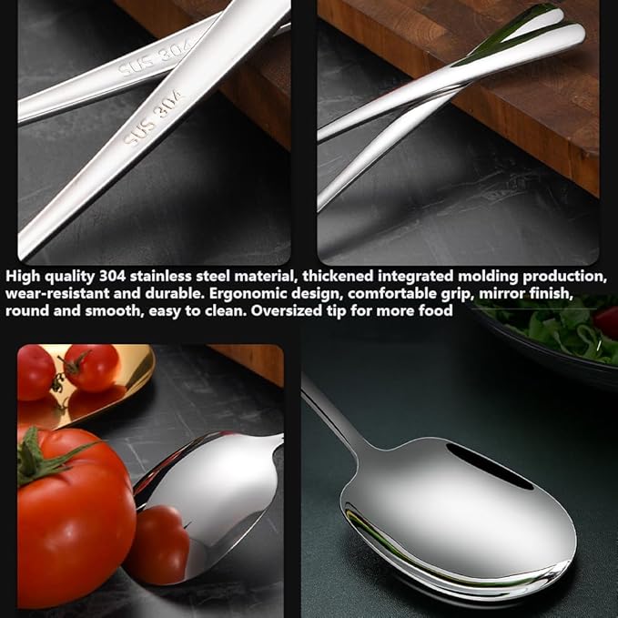 SIAIQIANG Extra-Large Serving Spoons Set,Food-Grade 18/8 Stainless Steel,11.4-Inch Serving Utensils