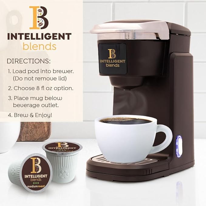Intelligent Blends Medium Dark Roast Coffee Pods, 100 ct, Recyclable Single Serve Pods – 100%