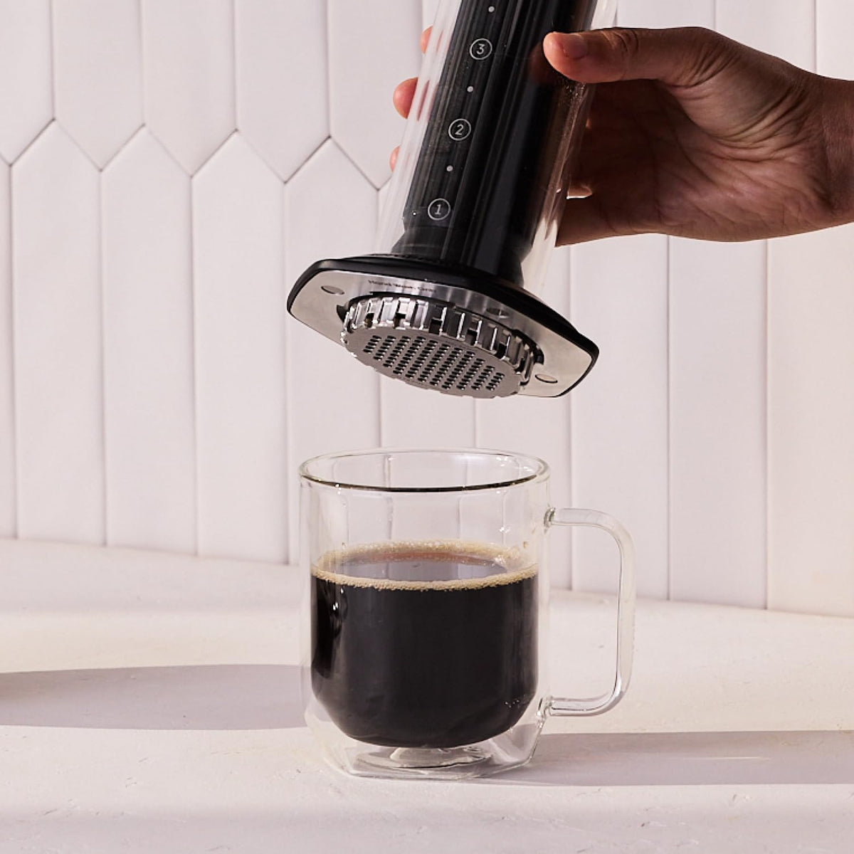 AeroPress Premium Coffee Press, Glass, Stainless Steel & Aluminum, Black