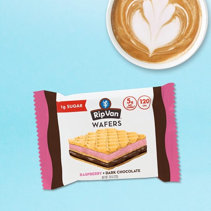 Rip Van Raspberry & Dark Chocolate Wafer Cookies - Healthy Snacks - Non GMO Keto Cookies - Keto