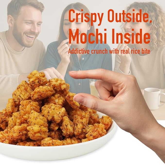 Mochi Rice Nuggets ??Black Pepper Soy Flavor, Spicy Japanese Rice Crackers, 140g (4.9oz) NON-GMO