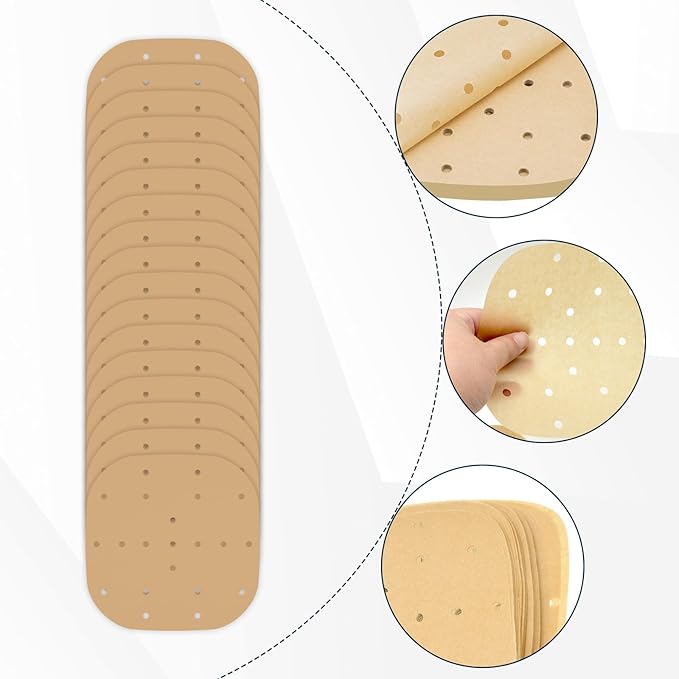 400PCS 6.3 Inch Square Air Fryer Parchment Paper Liners Disposable, Unbleached Air Fryer Sheets