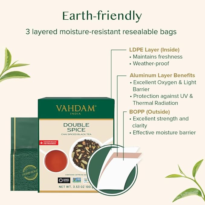 VAHDAM, Double Spice Masala Chai Tea (50+ Cups, 3.53oz) Strong, Robust & Spicy Blend - Black Tea