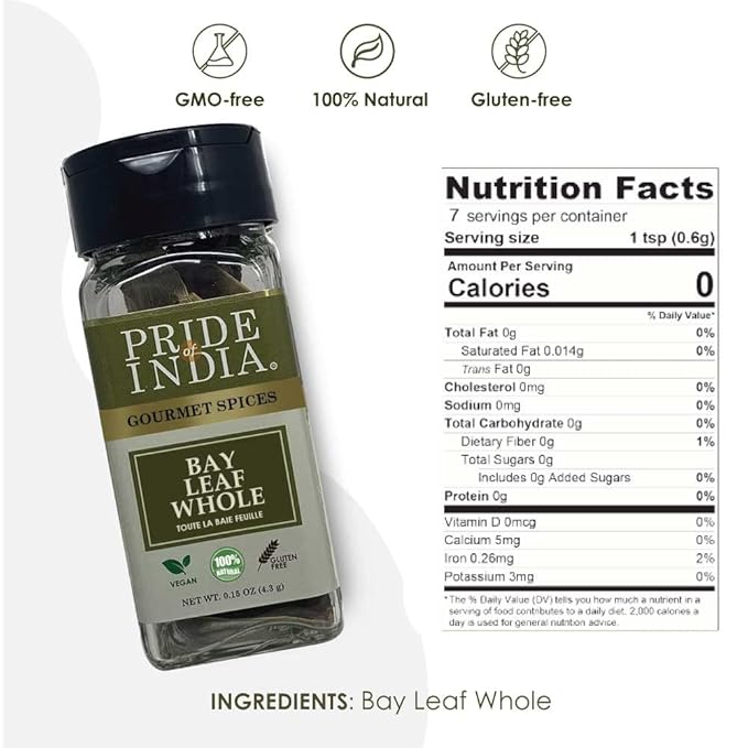Pride of India – Bay Leaf Whole – Authentic Indian Culinary Spice/ Premium Quality – Gourmet &